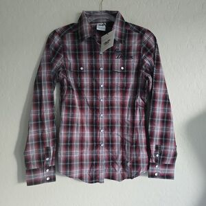 Harley Davidson Women's Plaid Button Up Shirt with pearl snaps Small NWT